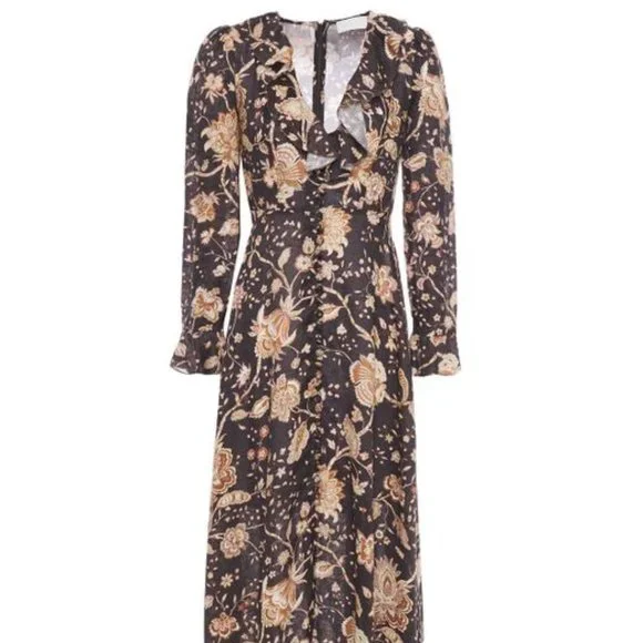 chinese dress ladies Zimmermann Whitewave Honeymooners Floral-print Linen Maxi Dress - BOPF